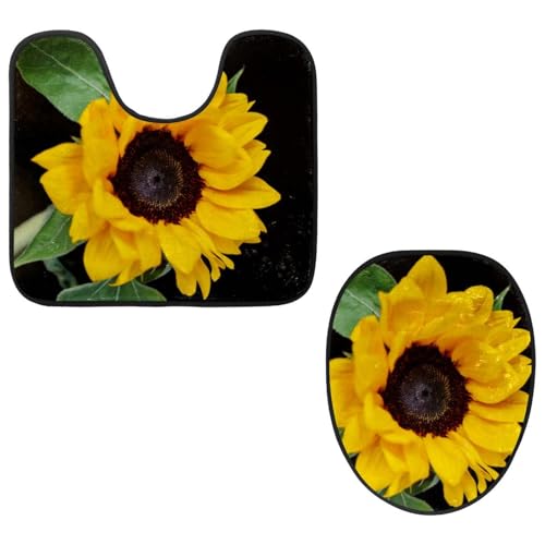 VAPOKF 2-teiliges WC-Vorleger-Set, U-förmige Konturmatte und WC-Deckelbezug, weicher rutschfester Flanell-Badezimmerteppich, WC-Sitzbezug – Blumen-Komposition mit schöner Sonnenblume VAPOKF 2-teiliges WC-Vorleger-Set, U-förmige Konturmatte und WC-Deckelbezug, weicher rutschfester Flanell-Badezimmerteppich, WC-Sitzbezug – Blumen-Komposition mit schöner Sonnenblume von VAPOKF
