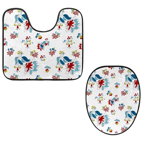 VAPOKF 2-teiliges WC-Vorleger-Set, U-förmige Konturmatte und WC-Deckelbezug, weicher rutschfester Flanell-Badezimmerteppich, WC-Sitzbezug – Feuervogel und Johannisbeere VAPOKF 2-teiliges WC-Vorleger-Set, U-förmige Konturmatte und WC-Deckelbezug, weicher rutschfester Flanell-Badezimmerteppich, WC-Sitzbezug – Feuervogel und Johannisbeere von VAPOKF