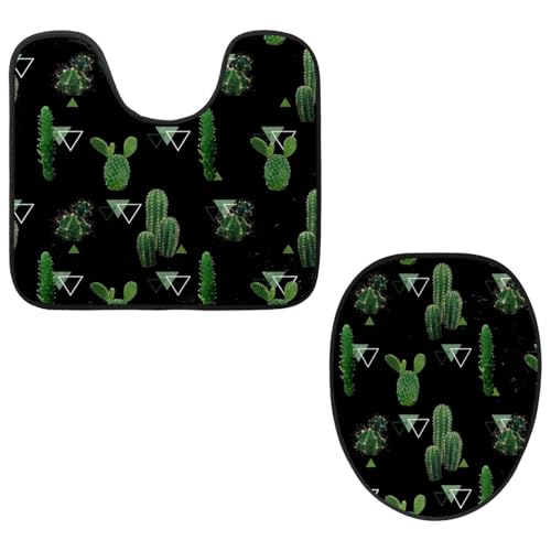 VAPOKF 2-teiliges WC-Vorleger-Set, U-förmige Konturmatte und WC-Deckelbezug, weicher rutschfester Flanell-Badezimmerteppich, WC-Sitzbezug – Kaktus mit geometrischem Dreieck VAPOKF 2-teiliges WC-Vorleger-Set, U-förmige Konturmatte und WC-Deckelbezug, weicher rutschfester Flanell-Badezimmerteppich, WC-Sitzbezug – Kaktus mit geometrischem Dreieck von VAPOKF