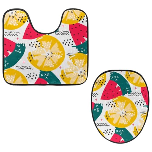 VAPOKF 2-teiliges WC-Vorleger-Set, U-förmige Konturmatte und WC-Deckelbezug, weicher rutschfester Flanell-Badezimmerteppich, WC-Sitzbezug – Obst-Sommer-Muster VAPOKF 2-teiliges WC-Vorleger-Set, U-förmige Konturmatte und WC-Deckelbezug, weicher rutschfester Flanell-Badezimmerteppich, WC-Sitzbezug – Obst-Sommer-Muster von VAPOKF