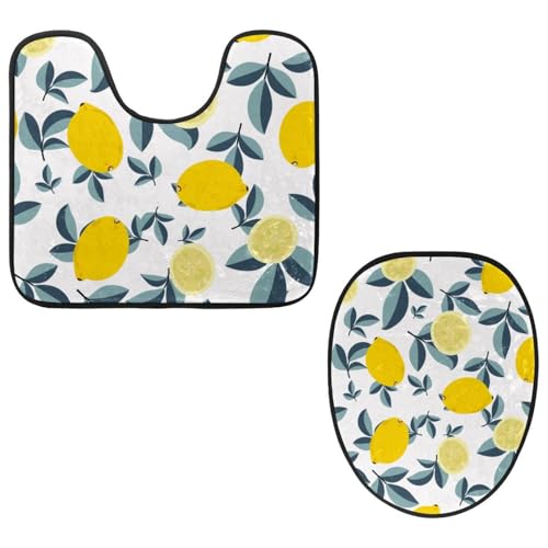 VAPOKF 2-teiliges WC-Vorleger-Set, U-förmige Konturmatte und WC-Deckelbezug, weicher rutschfester Flanell-Badezimmerteppich, WC-Sitzbezug – Obst-Zitronenblätter-Muster VAPOKF 2-teiliges WC-Vorleger-Set, U-förmige Konturmatte und WC-Deckelbezug, weicher rutschfester Flanell-Badezimmerteppich, WC-Sitzbezug – Obst-Zitronenblätter-Muster von VAPOKF