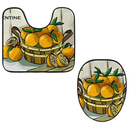 VAPOKF 2-teiliges WC-Vorleger-Set, U-förmige Konturmatte und WC-Deckelbezug, weicher rutschfester Flanell-Badezimmerteppich, WC-Sitzbezug – Orange Obst auf Korb VAPOKF 2-teiliges WC-Vorleger-Set, U-förmige Konturmatte und WC-Deckelbezug, weicher rutschfester Flanell-Badezimmerteppich, WC-Sitzbezug – Orange Obst auf Korb von VAPOKF