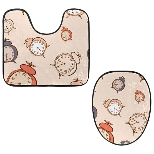 VAPOKF 2-teiliges WC-Vorleger-Set, U-förmige Konturmatte und WC-Deckelbezug, weicher rutschfester Flanell-Badezimmerteppich, WC-Sitzbezug – Wecker-Muster VAPOKF 2-teiliges WC-Vorleger-Set, U-förmige Konturmatte und WC-Deckelbezug, weicher rutschfester Flanell-Badezimmerteppich, WC-Sitzbezug – Wecker-Muster von VAPOKF