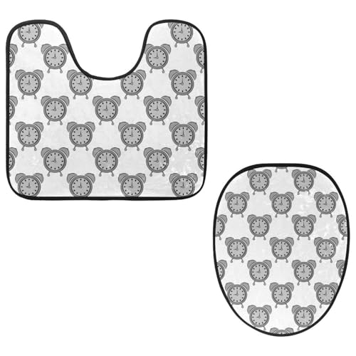 VAPOKF 2-teiliges WC-Vorleger-Set, U-förmige Konturmatte und WC-Deckelbezug, weicher rutschfester Flanell-Badezimmerteppich, WC-Sitzbezug – grauer Wecker VAPOKF 2-teiliges WC-Vorleger-Set, U-förmige Konturmatte und WC-Deckelbezug, weicher rutschfester Flanell-Badezimmerteppich, WC-Sitzbezug – grauer Wecker von VAPOKF