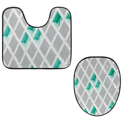 VAPOKF 2-teiliges WC-Vorleger-Set, U-förmige Konturmatte und WC-Deckelbezug, weicher rutschfester Flanell-Badezimmerteppich, WC-Sitzbezug – grüne und graue Tapete VAPOKF 2-teiliges WC-Vorleger-Set, U-förmige Konturmatte und WC-Deckelbezug, weicher rutschfester Flanell-Badezimmerteppich, WC-Sitzbezug – grüne und graue Tapete von VAPOKF
