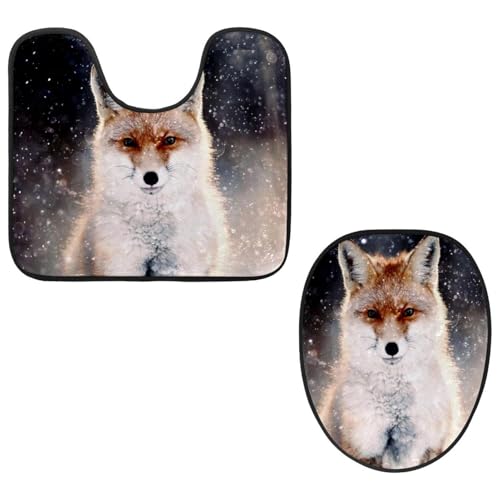VAPOKF 2-teiliges WC-Vorleger-Set, U-förmige Konturmatte und WC-Deckelbezug, weicher rutschfester Flanell-Badezimmerteppich, WC-Sitzbezug – schneebedeckter schöner Fuchs VAPOKF 2-teiliges WC-Vorleger-Set, U-förmige Konturmatte und WC-Deckelbezug, weicher rutschfester Flanell-Badezimmerteppich, WC-Sitzbezug – schneebedeckter schöner Fuchs von VAPOKF