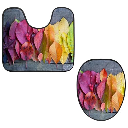 VAPOKF 2-teiliges WC-Vorleger-Set, U-förmige Konturmatte und WC-Deckelbezug, weicher rutschfester Flanell-Badezimmerteppich, WC-Sitzbezug – schöne Blätter VAPOKF 2-teiliges WC-Vorleger-Set, U-förmige Konturmatte und WC-Deckelbezug, weicher rutschfester Flanell-Badezimmerteppich, WC-Sitzbezug – schöne Blätter von VAPOKF