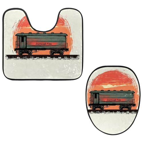 VAPOKF 2-teiliges WC-Vorleger-Set, U-förmige Konturmatte und WC-Deckelbezug, weicher rutschfester Flanell-Badezimmervorleger, WC-Sitzbezug – rustikaler Holz-Vintage-Zug VAPOKF 2-teiliges WC-Vorleger-Set, U-förmige Konturmatte und WC-Deckelbezug, weicher rutschfester Flanell-Badezimmervorleger, WC-Sitzbezug – rustikaler Holz-Vintage-Zug von VAPOKF