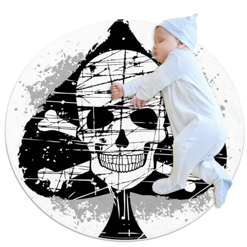 VAPOKF Kleine Teppiche, Badezimmerteppich, Pik-Ass mit Totenkopf-Druck und Kamille, rutschfester Überwurf, Bodenteppich, Fußmatte, für Sofa, Schlafzimmer, Kinderzimmer, Dekoration, rund, 70 cm VAPOKF Kleine Teppiche, Badezimmerteppich, Pik-Ass mit Totenkopf-Druck und Kamille, rutschfester Überwurf, Bodenteppich, Fußmatte, für Sofa, Schlafzimmer, Kinderzimmer, Dekoration, rund, 70 cm von VAPOKF