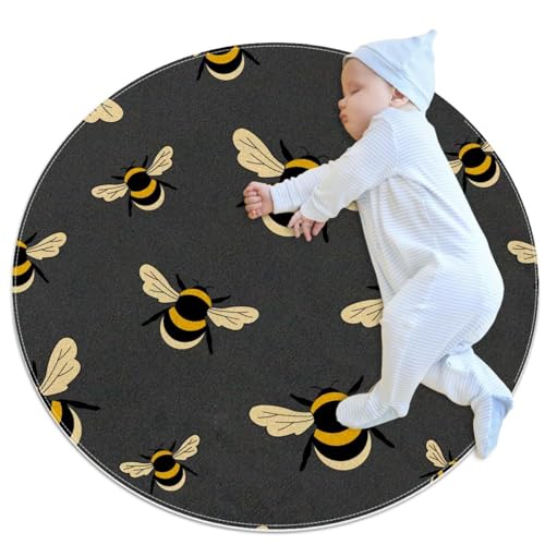 VAPOKF Kleine Teppiche, Badezimmerteppich, niedliche Hummel auf grauem Hintergrund, rutschfester Überwurfteppich, Fußmatte, für Sofa, Schlafzimmer, Kinderzimmer, Dekoration, rund, 1 m Durchmesser VAPOKF Kleine Teppiche, Badezimmerteppich, niedliche Hummel auf grauem Hintergrund, rutschfester Überwurfteppich, Fußmatte, für Sofa, Schlafzimmer, Kinderzimmer, Dekoration, rund, 1 m Durchmesser von VAPOKF