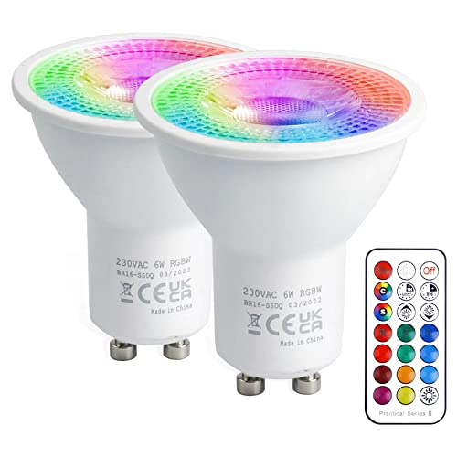 VARICART GU10 Farbwechsel LED Lampe, 5W Dimmbar 12 Farbig LED Glühbirne mit Fernbedienung, Warmweiß 3000K & RGB Spot Licht, 50W Gleichw. für Wandleuchte, Schienenleuchte Home Dekoration (2-er Pack) von VARICART