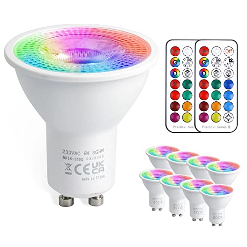 VARICART GU10 Farbwechsel LED Lampe, 5W Dimmbar 12 Farbig LED Glühbirne mit Fernbedienung, Warmweiß 3000K & RGB Spot Licht, 50W Gleichw. für Wandleuchte, Schienenleuchte Home Dekoration (8-er Pack) von VARICART