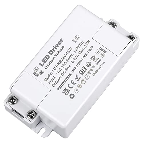 VARICART LED Trafo 24V 15W, LED Transformator 230V auf 24 Volt DC 625mA Adapter, Konstante Spannung LED Treiber Netzteil, LED Niedervolttrafo für LED-Lichtbänder und LED Glühbirnen G4, MR11, MR16 von VARICART