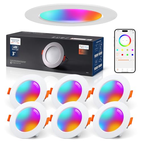 VARICART LED Einbaustrahler 230V RGB Alexa, Smart LED Spot Flach Bluetooth 7W 2700K-6000K, Einbaustrahler Dimmbar Farbig 6er Set, IP44 68mm Einbauleuchten APP Steuerung, Farben Spots Deckenspots von VARICART