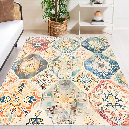 VARIKASHOM Teppich Quadratisch, Vintage Diamant Patchwork Rot Orange Beige Gelb Blau Grün,Bunt,120 x 120 cm,Waschbar Teppiche für Wohn- Schlafzimmer Beistelltisch Küche Deko VARIKASHOM Teppich Quadratisch, Vintage Diamant Patchwork Rot Orange Beige Gelb Blau Grün,Bunt,120 x 120 cm,Waschbar Teppiche für Wohn- Schlafzimmer Beistelltisch Küche Deko von VARIKASHOM
