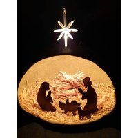 3-Dimensionales Krippendekor, Krippenszene Inspiration Kürbis Lampe, Geburt Jesu, Krippenfiguren, Thanksgiving Day Dekoration von VARINLIGOURDART