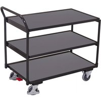 VARIOfit Tischwagen mit gebogenem Schiebegriff und 3 Ladeflächen 835x495mm Anthrazitgrau von VARIOFIT