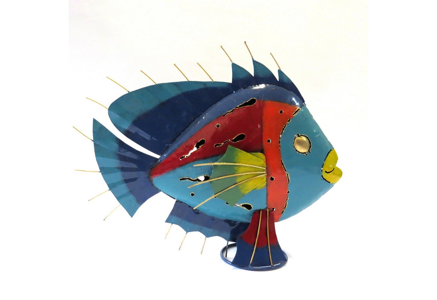 VARIOS Teelichthalter Teelichthalter Fisch Figur Maritim Blau Sommer 45 cm, Handarbeit von VARIOS