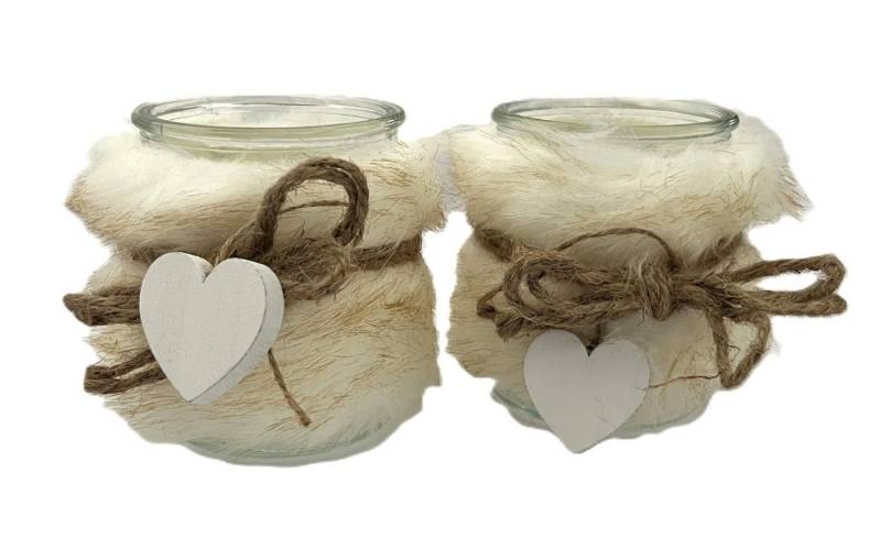 VARIOS Teelichthalter Teelichthalter Windlicht Winterlich Fellbesatz 2er Set Klein VARIOS Teelichthalter Teelichthalter Windlicht Winterlich Fellbesatz 2er Set Klein von VARIOS