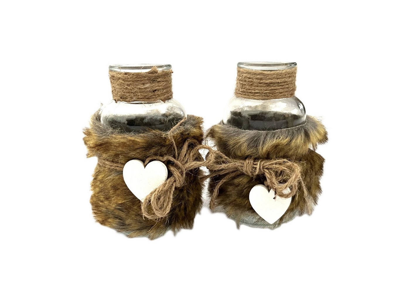 VARIOS Tischvase Tischvase mit Fellbesatz 2er Set Braun 17 cm VARIOS Tischvase Tischvase mit Fellbesatz 2er Set Braun 17 cm von VARIOS