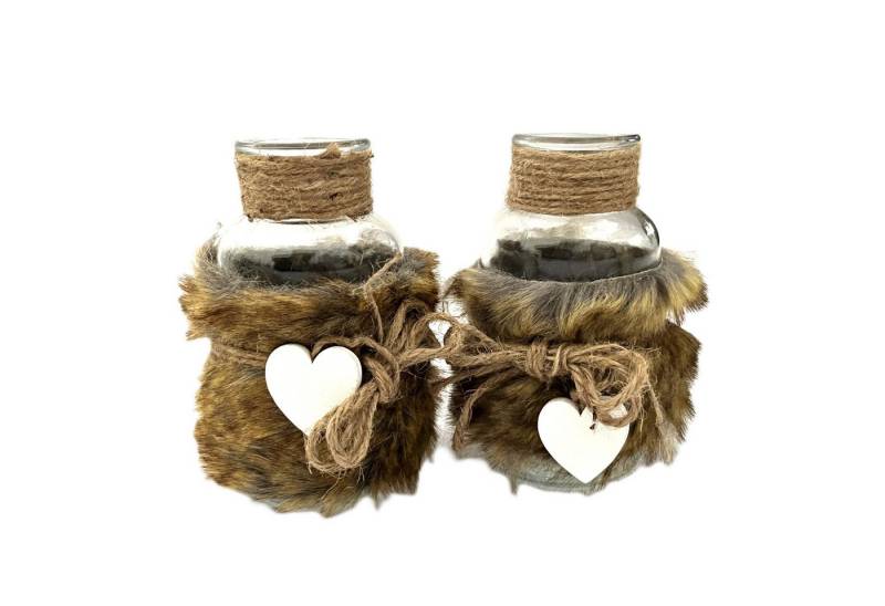 VARIOS Tischvase Tischvase mit Fellbesatz 2er Set Braun 17 cm VARIOS Tischvase Tischvase mit Fellbesatz 2er Set Braun 17 cm von VARIOS