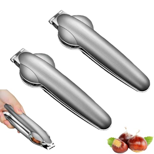 VARKAGE 2 Stück Maronen Schneider Edelstahl Kastanien Schneider Maroni Schneider Nussknacker Walnüsse Nussknacker Haselnüsse Maronizange Maronenzange Esskastanien Schneider Maronenschneider Chestnut von VARKAGE