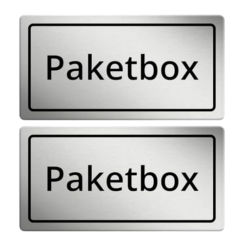 VARKAGE 2 Stück Paketbox Schild rechteckig, 15cm lang in silber, selbstklebend, wetterfestes Hinweisschild von VARKAGE