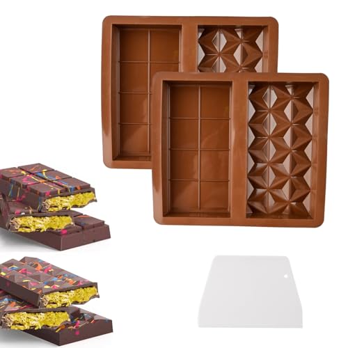 VARKAGE 2 Stück Silikon Schokoladenform Tafel Tief, Diamant Schokolade Form 19 × 17 CM Zur Herstellung Von Dubai Schokolade Pistazie Verwendet von VARKAGE