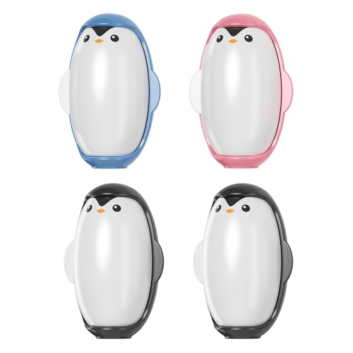 VARKAGE 4 Stück Pinguinform Fusselroller Kleidung Lint Roller Wiederverwendbare Fusselball Entferner Waschbarer Fusselentferner Tragbarer Klebriger Haarrollerball Für Kleidung Und Tierhaare,7,4×10,5cm von VARKAGE
