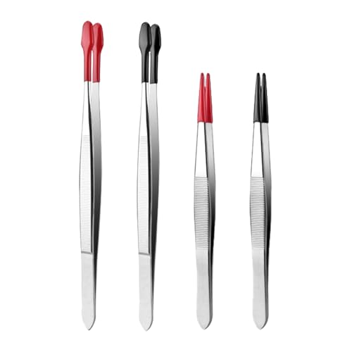 VARKAGE 4 Stück Pinzetten Set, Pinzette Basteln mit Gummispitzen, Bastelpinzette für Die Herstellung von Laborschmuck DIY-Bastelarbeiten Stempelmünzen von VARKAGE