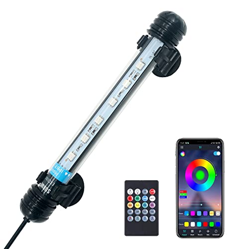 VARMHUS LED Aquarium Beleuchtung,Aquarium Licht mit APP Steuerung Fernbedienung,Aquarium LED Lampe RGB Farbwechsel zum Beleuchten von Aquarienpflanzen DIY Vollspektralfarbe Zeitkontrolle 19cm von VARMHUS