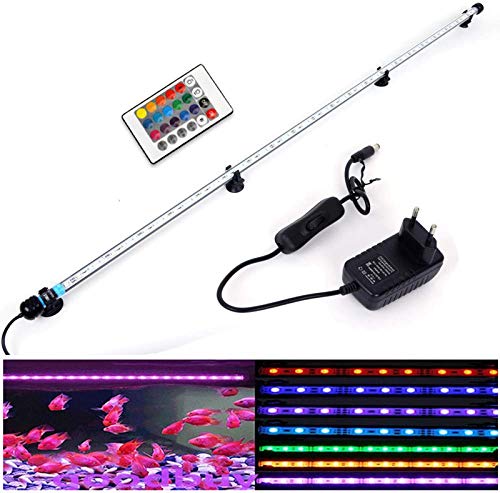 VARMHUS 18-112 cm LED Aquarium-Licht Unterwasserbeleuchtung Aufsetzleuchte Abdeckung Wasserdicht Lampe Stecker EU für Fisch Tank (1.8 * 112cm, RGB) von VARMHUS