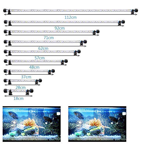 VARMHUS 18-112 cm LED Aquarium-Licht Unterwasserbeleuchtung Aufsetzleuchte Abdeckung Wasserdicht Lampe Stecker EU für Fisch Tank (1.8 * 112cm, Weiß & Blau) von VARMHUS