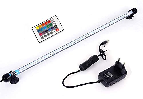 VARMHUS 18-92cm LED Aquarium-Licht Unterwasser BeleuchtungAufsatzleuchte IP68 Abdeckung Wasserdicht LED Lampe Stecker EU für Fisch Tank mit Fernbedienung RGB Farbwechsel (1.8 * 57cm, RGB) von VARMHUS