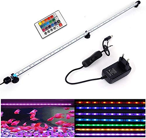 VARMHUS 18-92cm LED Aquarium-Licht Unterwasser BeleuchtungAufsatzleuchte IP68 Abdeckung Wasserdicht LED Lampe Stecker EU für Fisch Tank mit Fernbedienung RGB Farbwechsel (1.8 * 92cm, RGB) von VARMHUS