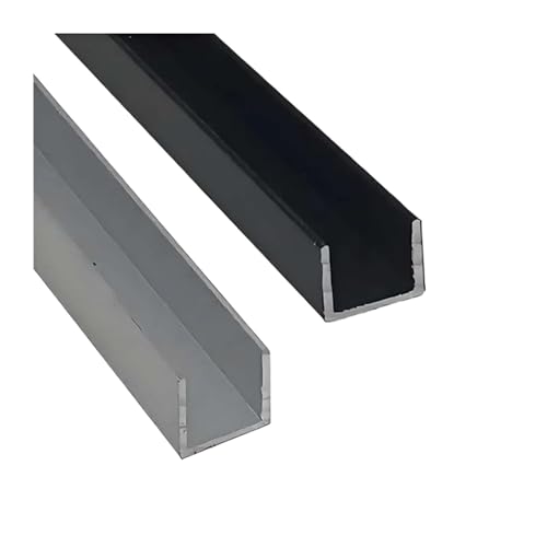 Aluminiumrohr Aluminium U-Profil gleichseitige Nut Aluminium Führungsschiene Holzplatte Kartenschlitz Kantenabschluss Dekor Silber Schwarz(U SIZE,500MMX2_30X30X28MM) von VARNOK