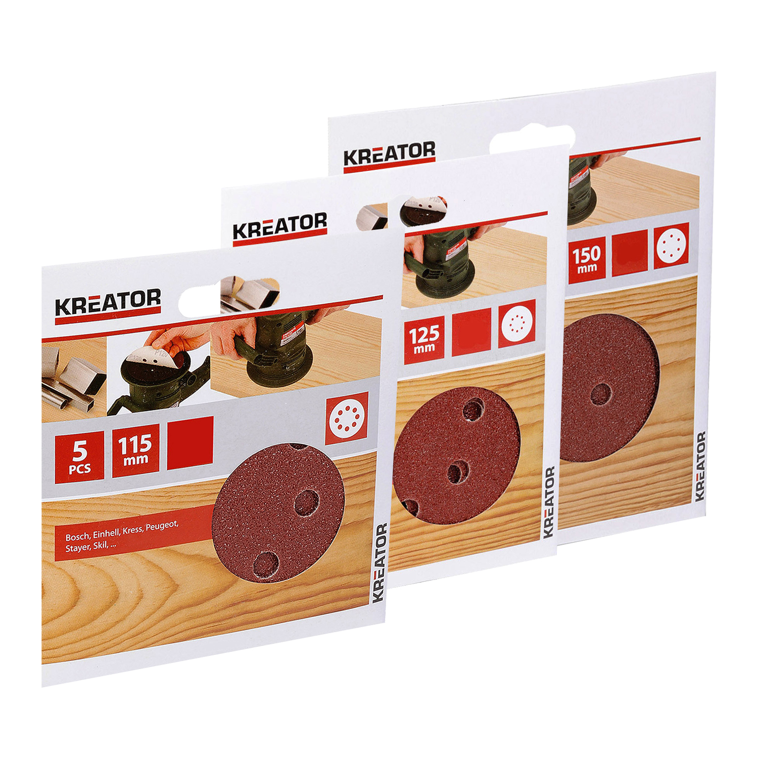 Kreator Exzenterschleifblätter ø 115 mm G120 Holz-Schleifblatt 5 Stück von VARO