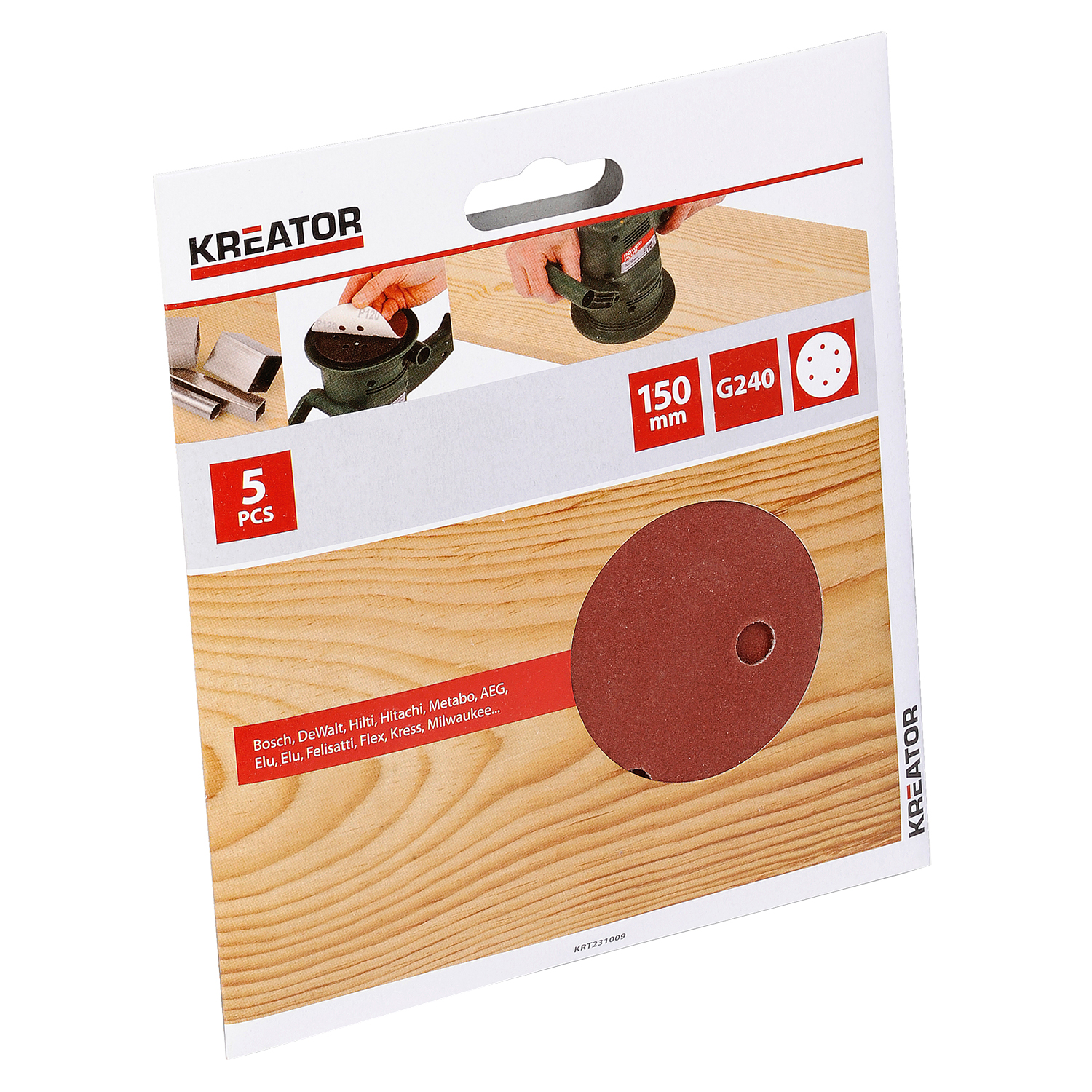 Kreator Exzenterschleifblätter ø 150 mm G240 Holz-Schleifblatt 5 Stück von VARO