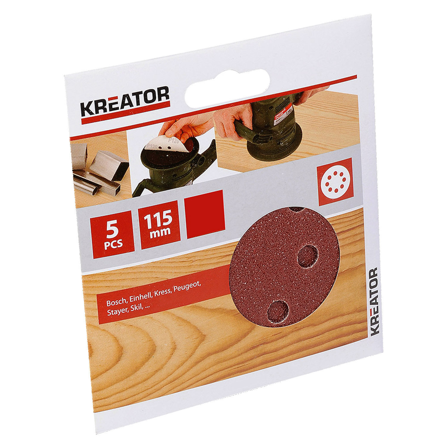 Kreator Exzenterschleifblätter ø 115 mm G80 Holz-Schleifblatt 5 Stück von VARO