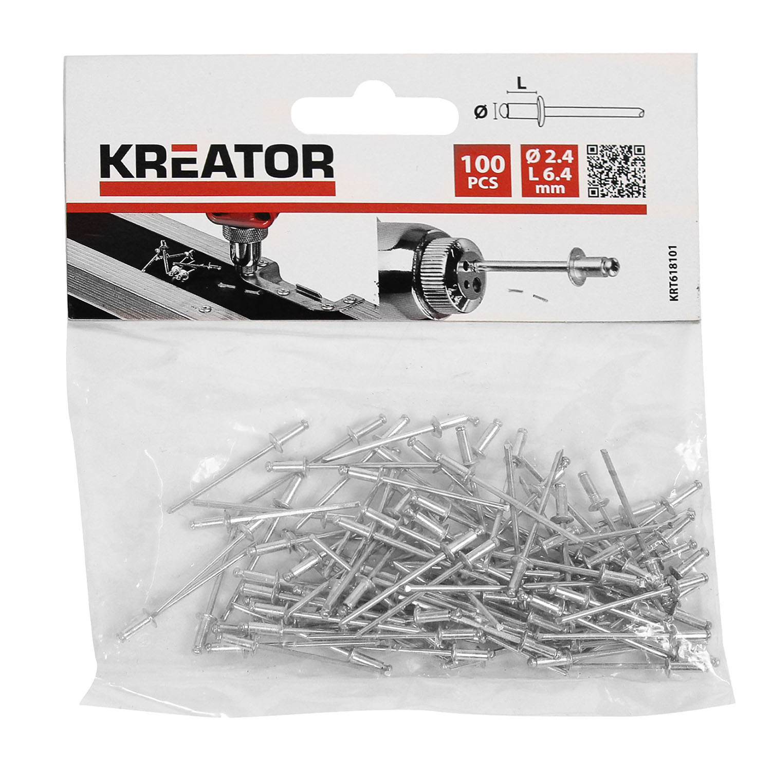 Kreator Blindnieten Stahl 100 Stk Nieten Stahlnieten Popnieten ø 2,4 x L 6,4 mm von VARO