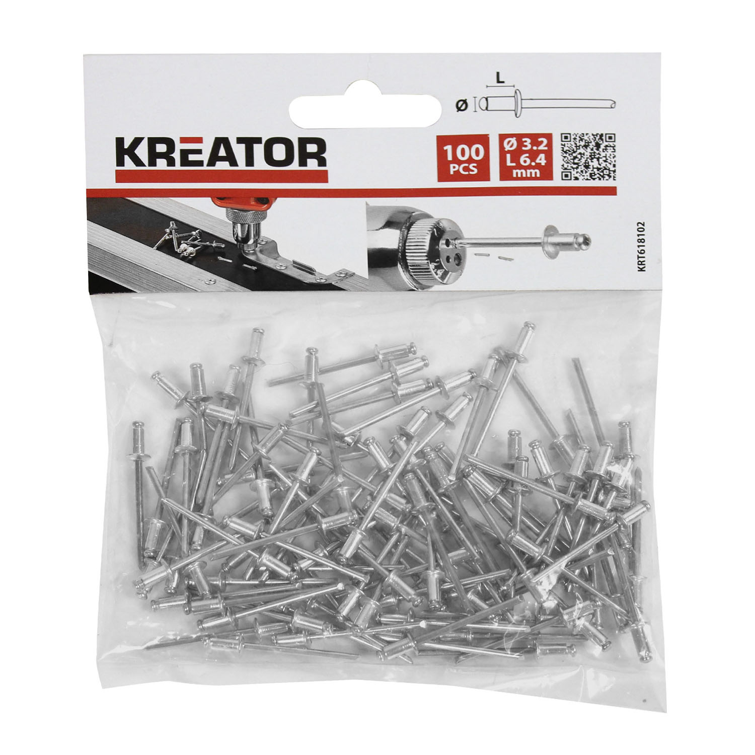 Kreator Blindnieten 100 Stk Stahl Nieten Stahlnieten Popnieten ø 3,2 x L 6,4 mm von VARO