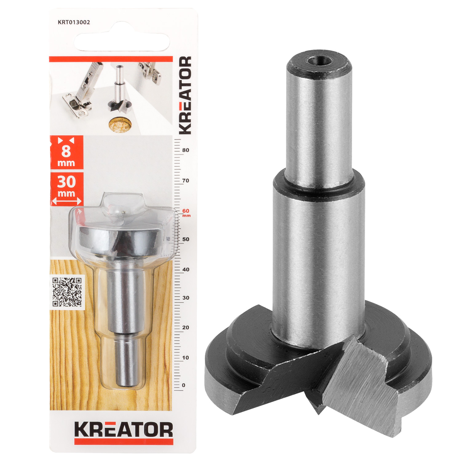 Kreator Forstner-Bohrer ø 30 mm Holzbohrer Fräskopf Bohrer Zentrierspitze Stahl von VARO