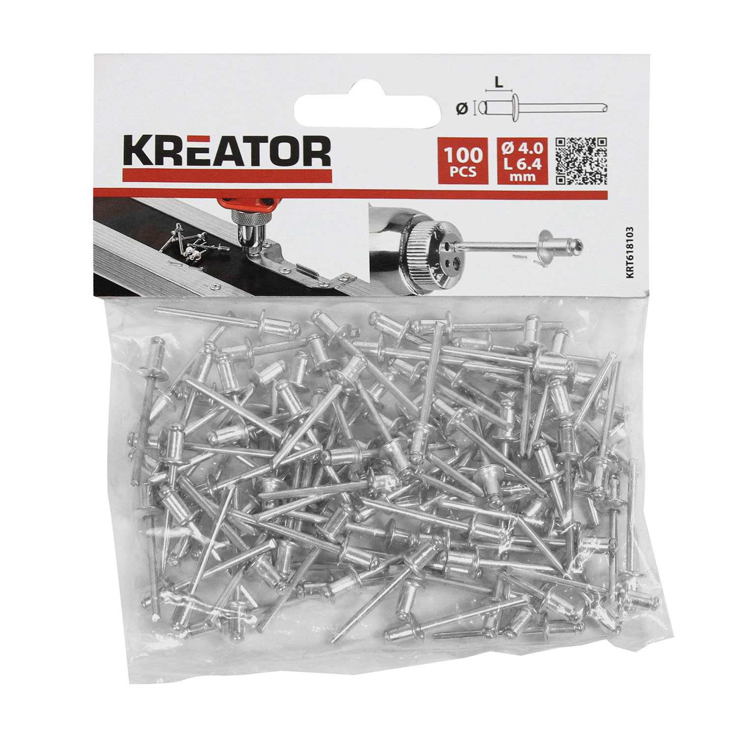 Kreator Blindnieten Stahl 100 Stück Nieten Stahlnieten Popnieten ø 4 x L 6,4 mm von VARO