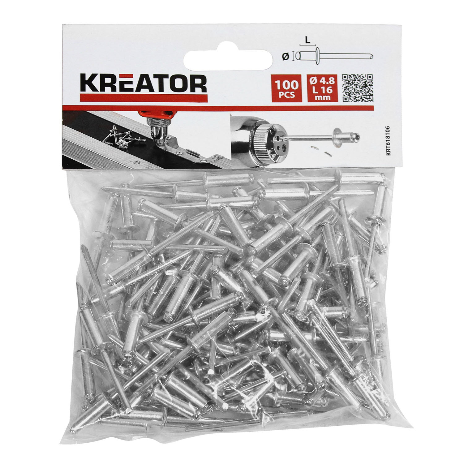 Kreator Blindnieten Stahl 100 Stück Nieten Stahlnieten Popnieten ø 4,8 x L 16 mm von VARO