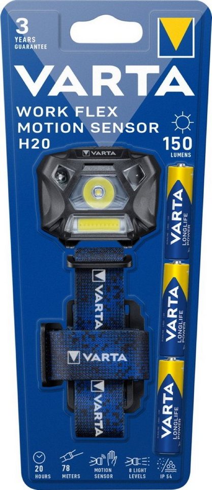 VARTA LED Taschenlampe Stirnlampe LED Work Flex Motion Sensor H20 inkl. 3x AAA 18648 von VARTA
