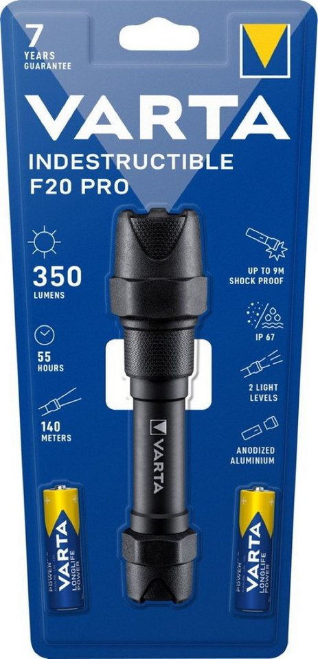 VARTA LED Taschenlampe Taschenlampe LED Indestructible F20 Pro inkl. 2x AA Batterien 18711 von VARTA