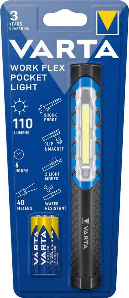 VARTA LED Taschenlampe Taschenlampe LED Work Flex Line Pocket Light inkl. 3x AAA 17647 von VARTA