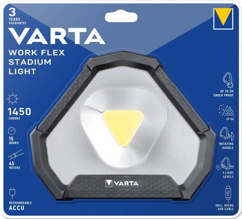 VARTA LED Taschenlampe Taschenlampe LED Work Flex Stadium Light Akku 18647 von VARTA