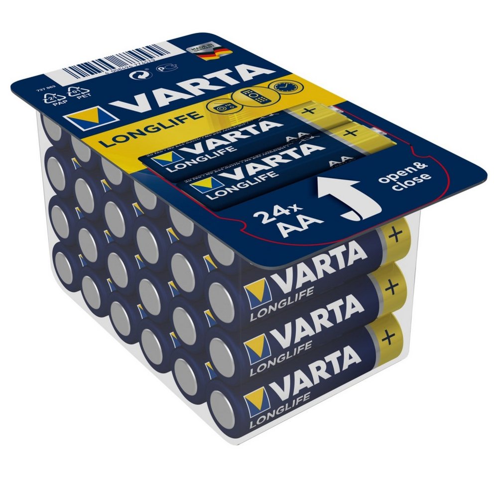 VARTA Steckdosenleiste (Alkaline Mangan Mignon Batterie, Typ LR6, Bezeichnung AA, hohe Stromstärke, lange Lebensdauer), Alkaline Mangan Mignon Batterie von VARTA
