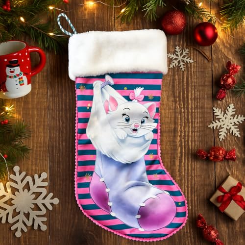 VARZI Weihnachtsstrumpf Marie – weicher Weihnachtsstrumpf mit rosa gestreiftem Design, Weihnachtsdekoration zum Aufhängen für Kinder und Fans 1956 von VARZI